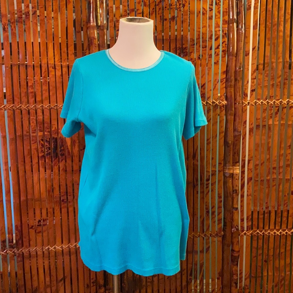 Stretchy Aqua Blue Short Sleeve Shirt  18/20